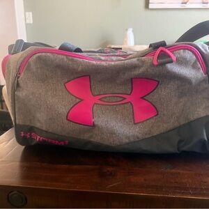 Under Armour Storm Gym Duffel Bag Gray Pink UA Athletic Travel bag